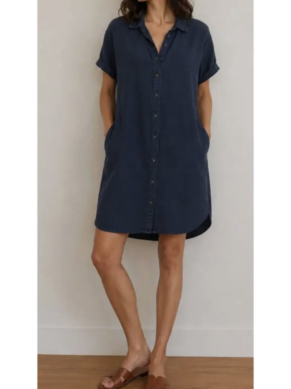 J. CREW Relaxed-Fit Short-Sleeve Baird McNutt Irish Linen Shirt-Dress Preppy M